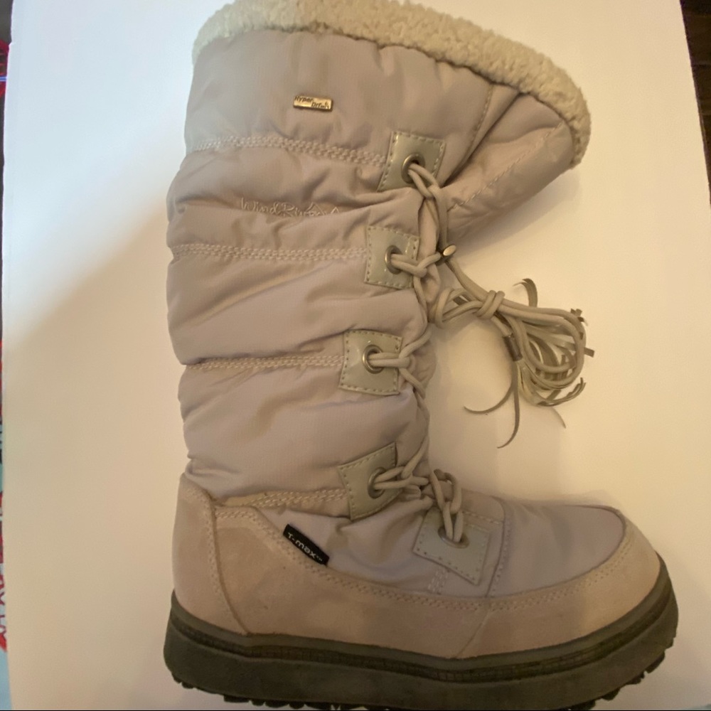 Women's Beige Winter Lace-Up Snow Boots